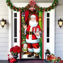 Bakgrundsmaterial Nightmare Before Christmas Outdoor Decorations Props Christmas Elves Door Cover Santa Xmas Backdrop Banner för Party House Door YQ231003