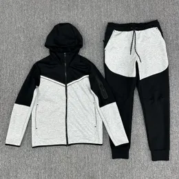Erkek Trailtsuits 2 Parça Set Sarkı Siyah Spor Takım Marka Tasarımcı Tarzı Teknik Swearpants Eğitim Giyim Egzersiz Giyim Sweatshirt Fermuar Palto Kazak Takım