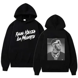 남자 후드 셔츠 랩퍼 anuel aa hoodies 힙합 스웨트 셔츠 진짜 hasta la muerte 인쇄 스트리트웨어 코트 금속 음악 캐주얼 긴 슬리브 풀 오버 릴 231003