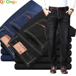 Jeans masculinos moda estilo europeu americano estiramento jeans masculinos de luxo calças jeans slim reto azul profundo cavalheiro tamanho 28-38 calças l231003