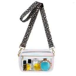 Cosmetic Bags Clear PVC Crossbody Women Fashion Leopard Guitar Strap Sling Bag Female Outdoor Waterproof Shoulder Stadium Approved