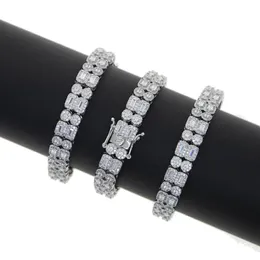 Novo laboratório pulseira de diamante zircônia cúbica corrente de tênis feminino casal casamento noivado banhado a prata gelado para fora bling jóias2087