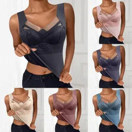 Women's Shapers Vest With Bra Pads Padded Thickened Slimming Body Autumn Top De Velvet Non Marking Self Heating Thermal Large Size Bras