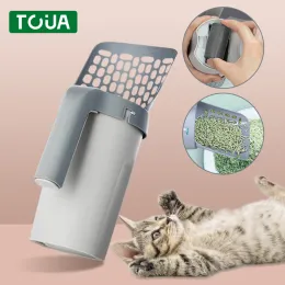 Kattkullskopa med påsar stor kapacitet katt Scooper Holder Portable Litter Spade kattkull