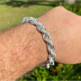 Marca de moda para mujer, pulsera de estilo cubano para hombre, cadena de moissanita de racimo de diamantes de laboratorio de Plata de Ley 925 Hip Hop