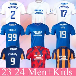 Glasgow Rangers 2023-24 Home Blue Soccer Jersey per uomini e bambini