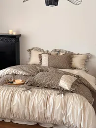 Sängkläder sätter fyrdelar bomulls retro stil fransk färg matchande ruf