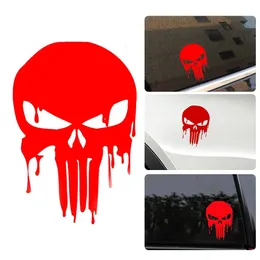 New Car Sticker for Tesla 15x10.1cm Bloody Punisher Skull Reflective Motorcycle Decal Red for Halloween Easter Automobile Decoration