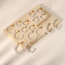 Kolczyki obręcze ze stali nierdzewnej Pearl Pearl Hoops Aros Pendientes Mujer 18K Gold Pvd Wodoodporna biżuteria do kobiet Prezent