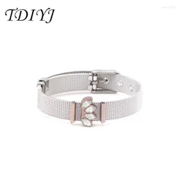 Charm Bracelets TDIYJ Arrival Mesh Keeper Charms Bracelet Set With Crystal Sunburst Slide Bead For Love Gift