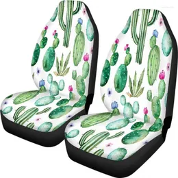 Housses de siège de voiture, 2 pièces, couverture universelle pour véhicule, Cactus vert, plante et fleur, avant pour SUV, camion, toutes saisons