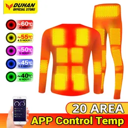 Electric Heated Fleece Lined Thermal Tops Pants Underwear Smart Phone App Control Temperature Motorcycle Jacket Suit