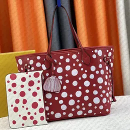 고품질 쇼핑백 대기업 디자이너 가방 토트 핸드백 2pcs/세트 파도 닷백 빨간 숄더 가방 클러치 토트 가방 여성 핸드백 지갑 지갑