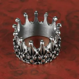 Anello da uomo vintage nobiltà re corona argento colore acciaio inossidabile 316L anelli da motociclista punk Fasion regalo gioielli per uomo Cluster260g