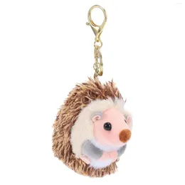 Porte-clés mignon hérisson en peluche porte-clés téléphone portable pendentif porte-clés pompon anneau jouet marron anime cadeaux de fourrure