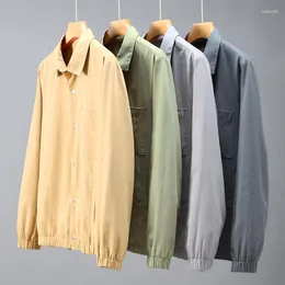 Men's Jackets 3305 Men Solid Color Simple Basic Coats Spring Fall Fashion Long Sleeve Casual Loose Jacket Handsome Korean Trendy Clothing