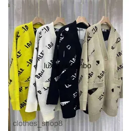 new balencigs mens letter hoodies italy winter brand Paris loose 23 medium long wool cardigan leisure V-neck single breasted coat sweater Y0QY