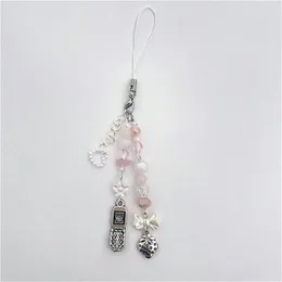 Keychains handgjorda Nana Inspirerade pärlstav Strawberry Cell Phone Charm Keychain Mobilkedja Coquette CottageCore Kawaii