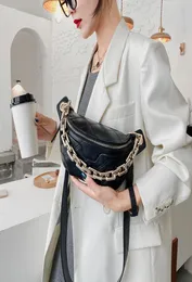 Thick Chain Womens Fanny Pack Plaid leather Waist Bag Shoulder Crossbody Chest Bags Luxury Designer Handbags Female Belt Bag2438630