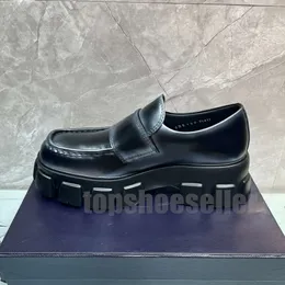 Designer Loafers Men's Shoes Glossed leather Loafer Luxury Monolit Chunky Calfskin Leather Slip On Platform Flat Sabots Dark Silver Casual Shoes