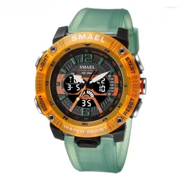 Bilek saatleri spor saatler su geçirmez erkek saat dijital led ekran kuvars analog kronometre moda yeşil turuncu erkekler izle reloj hombre