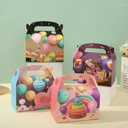 Gift Wrap 12pcs/lot Cake Box And Packagiing For Child Birthday Party Supplies Portable Kraft Paper Bag Candy