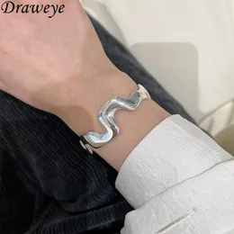 Bangle Draweye Irregular Y2k Bracelet For Women Korean Fashion Silver Color Vintage Elegant Jewelry Simple Ins Pulseras Mujer