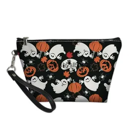 Totes Nueva bolsa de almacenamiento de Halloween Bolsa de maquillaje plana para mujer Cartera con patrón de calabaza impresa Custom01stylishyslbags