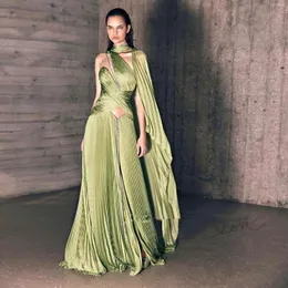 Lässige Kleider Gothic Damen Kleid für Poshoot Stilvolles Maxi Grasgrün A-Linie mit Perlen verziert Graue Ballkleider mit Ärmeln Pgraphy