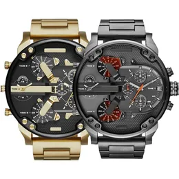 Säljer Sports Military Mens Watches 50mm Big Dial Golden Stainless Steel Fashion Watch Men Luxury Wrist Watch Reloj de Lujo236i