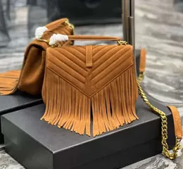 7A new top designer Crossbody bag 392737 luxury leather tassel postman frosted imitation deer velvet V pattern shoulder chain classic fashion brands