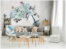 Wallpapers WDBH personalizado PO 3D papel de parede fresco cavalo branco flores borboleta sala de estar decoração de casa murais de parede para paredes 3 d