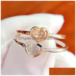 Pierścienie klastra Madalena Sarara 18K Gold Heart Women Ring Diamond Prong Ustawienie upuszczania biżuterii DHBF0