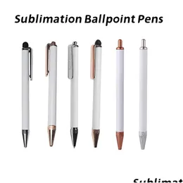 Point Pens Wholesale Sublimation فارغة نقل الحرارة النقل أبيض من سبيكة الزنك مادة مخصصة للمدرسة المخصصة لمستلزمات مدرسة Z11 Drop Deli DHCK6