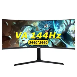 ムカイ34インチモニター144Hz VA WQHDデスクトップワイドディスプレイWELDゲーマーコンピューター画面1500R曲線DP/3440 1440