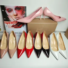 Tasarımcı Saç Patent Deri Resmi Ayakkabı Kadınlar İçin Klasik Buzağı Deri Seksi İnce High Topuklu Düğün Partisi Konforlu Ayakkabı EU35-42 Toz geçirmez çanta kutu