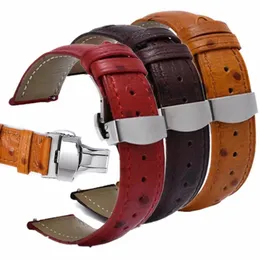 Watch Bands Watchband First Layer Double-sided Leather Strap 20mm 22mm Band Stainless Steel Butterfly Clasp Ostrich Pattern3125