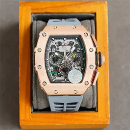 11-03 Montre De Luxe relógios automáticos 50x40mm Movimento de quartzo multifuncional Caixa de aço inoxidável Pulseira de borracha relógio de luxo 275W