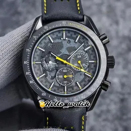 44mm Apollo Smartyative Edition Watches Dark Side Moon 311 92 44 30 01 001 Quartz Chronograph Mens Watch Pvd Black Steel Leather2470