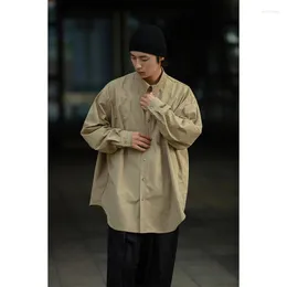 Mäns casual skjortor höst japansk streetwear cityboy solid bomull män mode lös långärmad överdimensionerad lasthane blusar