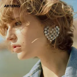 Dangle Earrings 2023 Famous Designer Brand Full Crystal Heart Big Ear Clip Women Luxury Jewelry Wedding Gift Trend