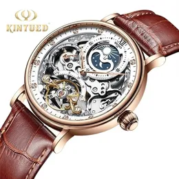 Kinyued Skeleton Watches Mechanical Automatic Men Sport Cray Casual Moon Wrist Watch Relojes Hombre 220407268Q