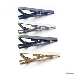 Tie Clips 4sts Lavalier Mens Pin Sier Gold Black Blue Drop Leverans smycken Manschettknappar