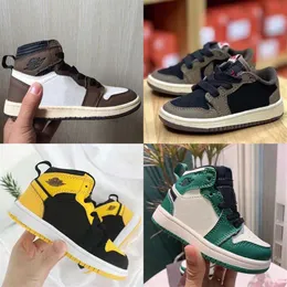 TopQuality Kids Jumpman Low 1 1s Basketball Shoes High Cactus Jack Sports Trainer Baby Toddler Outdoor Running Boys Black Sneakers229k