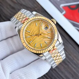 تاريخ مشاهدة الرجال الفاخرة فقط تلقائي مصمم للهواتف المحمولة Watch Watch Gold Dial Palm Leaf Pattern 36mm Glow 904L Stainles274Z