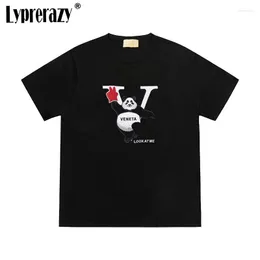 Men's T Shirts Lyprerazy Panda Embroidery Print Short-sleeved T-shirt Summer Loose Cotton Men Tops Tees