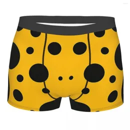 Cuecas bolinhas pretas em fundo amarelo homens boxer briefs roupa interior altamente respirável ideia de presente de alta qualidade