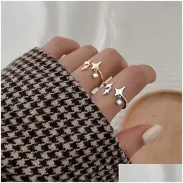 Cluster Rings Todorova Trendy Elegant Sweet Creative Sparkling Star For Women Accessories Zircon Tassel Bride Jewelry Drop Delivery Ri Dhpee