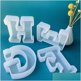 Craft Tools Jewelry Pendant Alphabet Epoxy Resin Mod English Letter Sile Mold Keychain For Birthday Home Decoration Drop Delivery Ga Dh1Ee