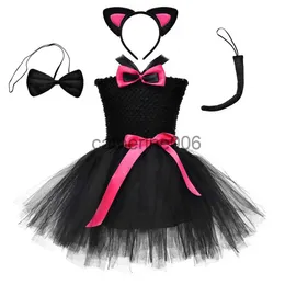Special Occasions Tonlinker Girls Halloween Animal Cat Costume Set Christmas Kid Birthday Party Black Mesh Tutu Dress Mouse Spider Cosplay Costume x1004